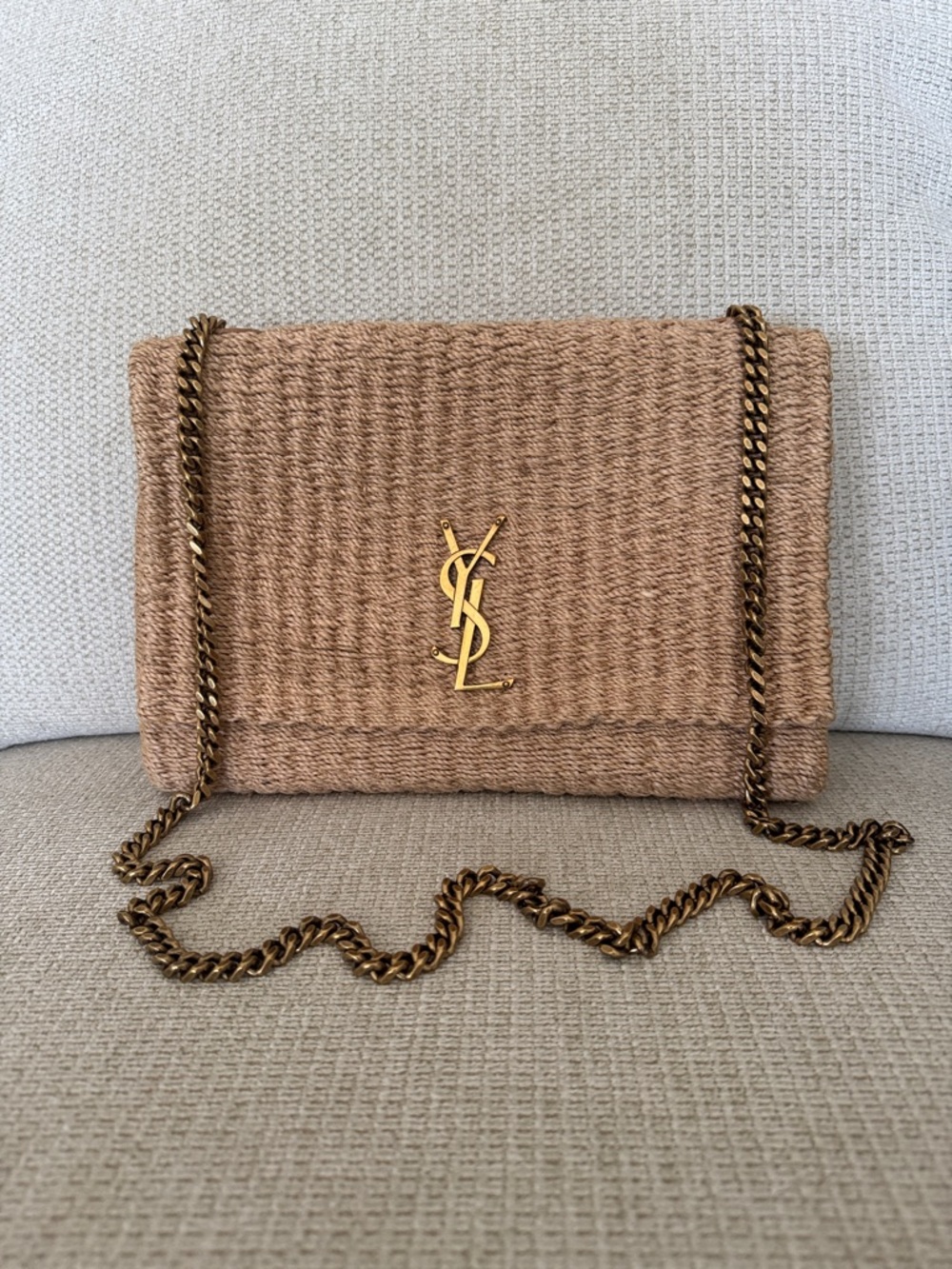 SAINT LAURENT
Kate Raffia Chain Bag, excellent condition